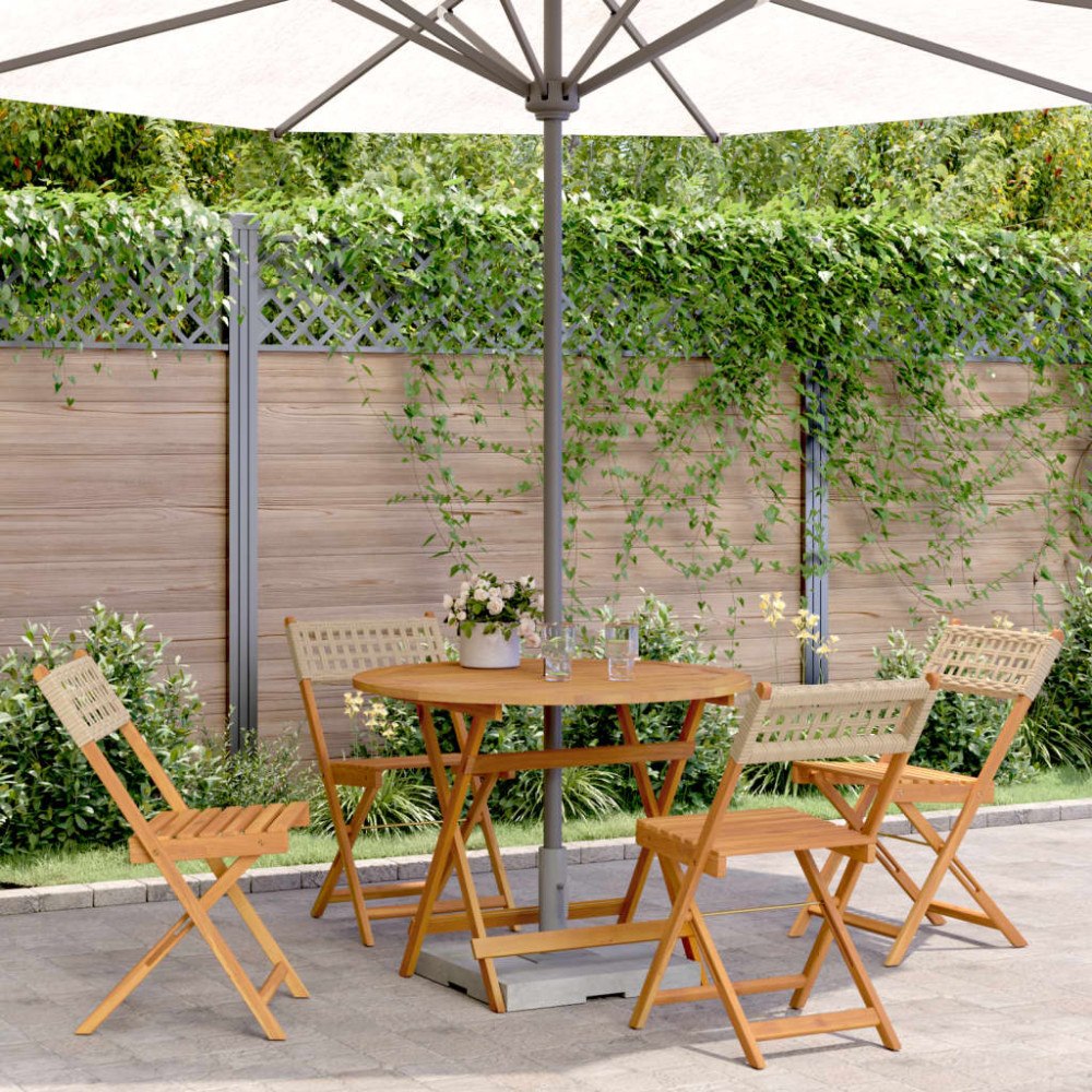 vidaXL Matgrupp för trädgården 5 delar beige konstrotting/massivt trä