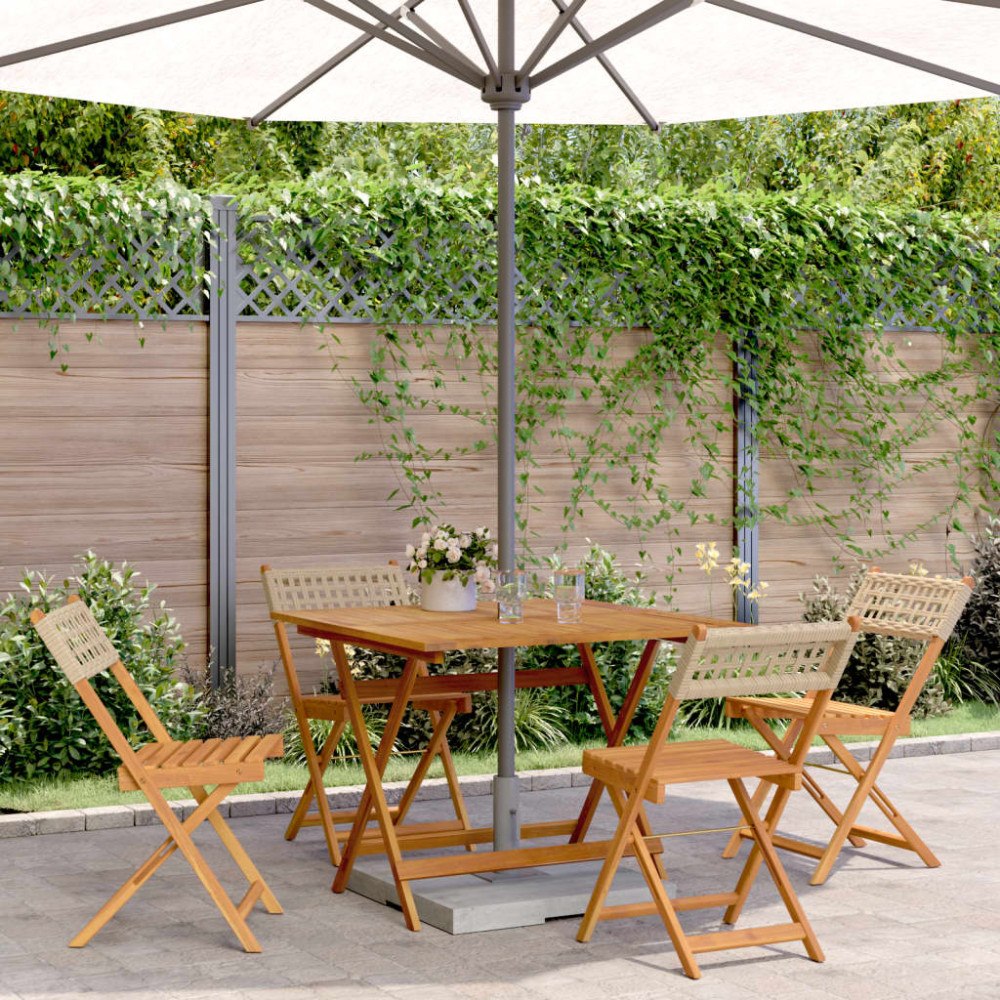 vidaXL Matgrupp för trädgården 5 delar beige konstrotting/massivt trä