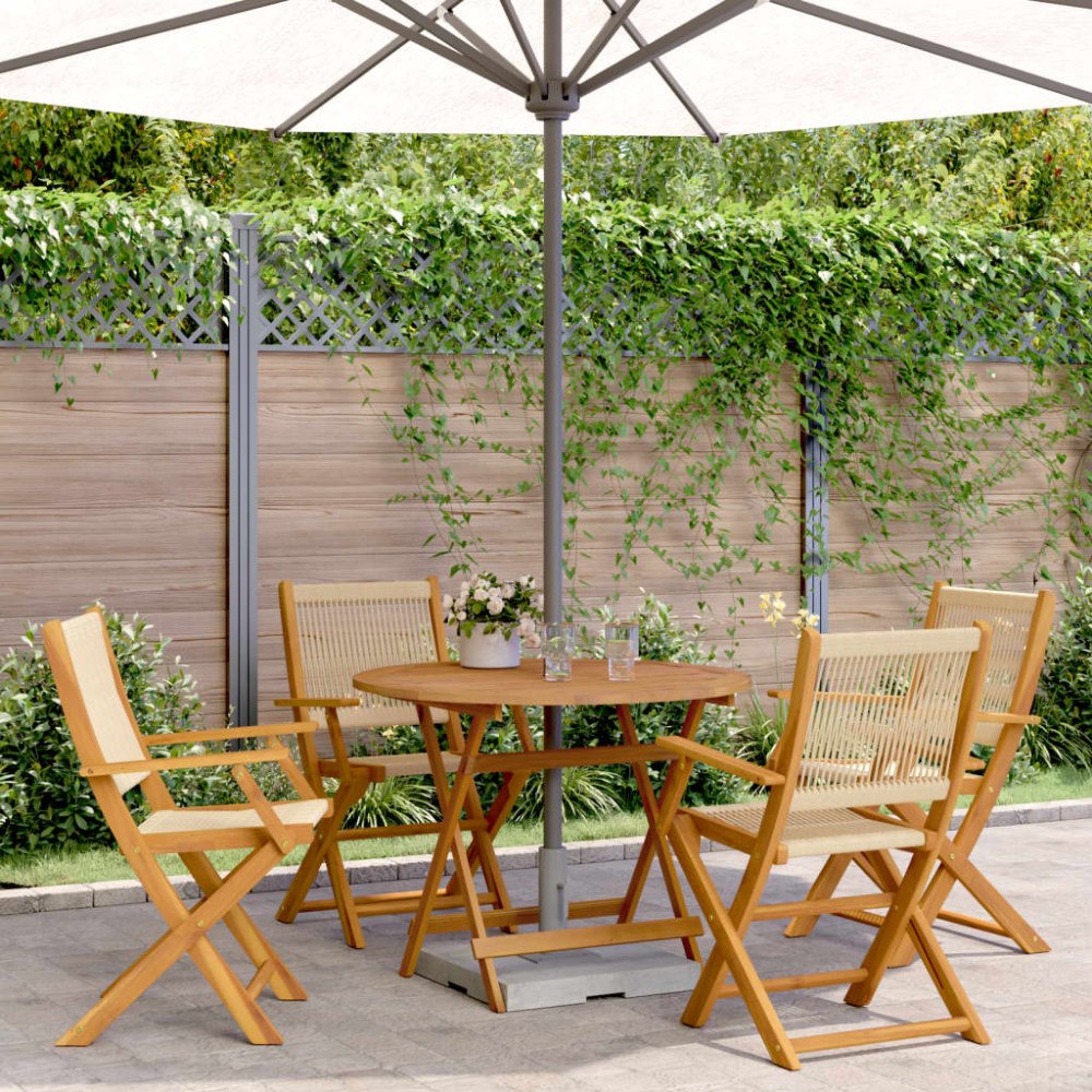 vidaXL Matgrupp för trädgården 5delar beige polypropen och massivt trä