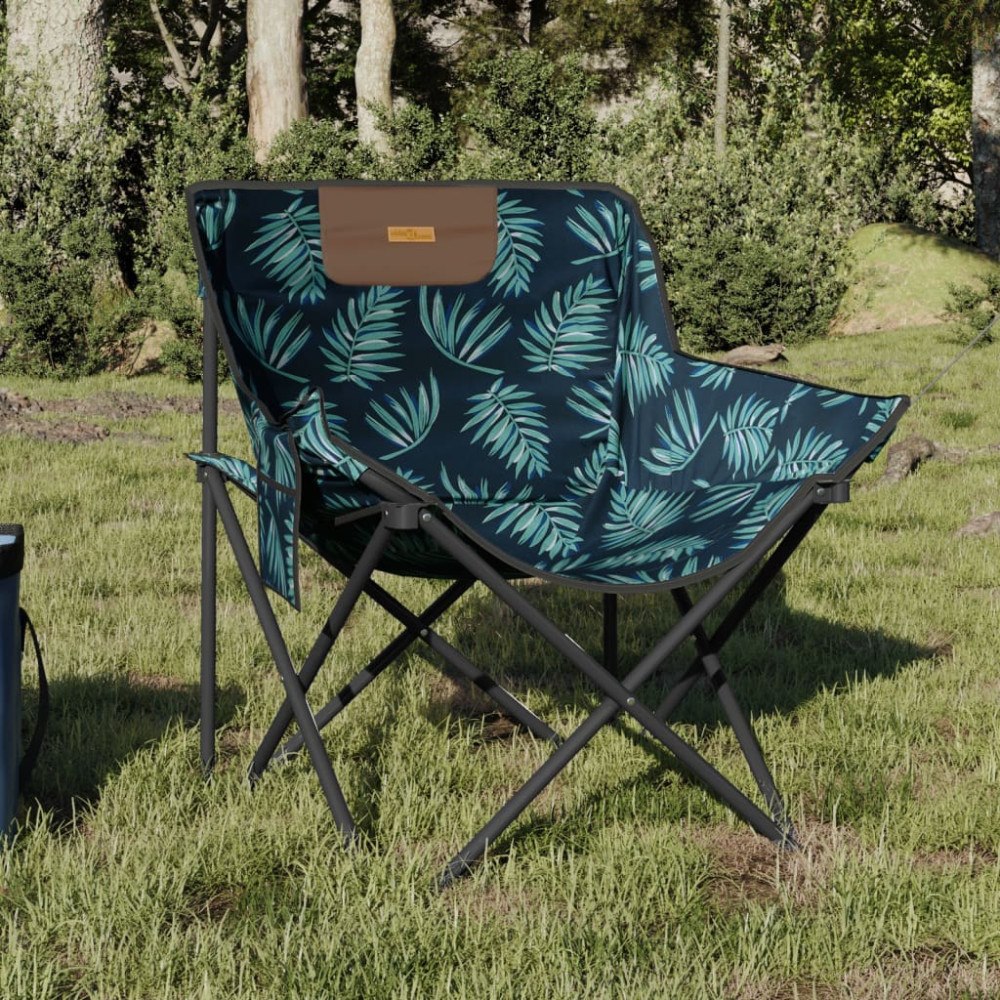 vidaXL Campingstolar med ficka fällbar 2 st bladmönster