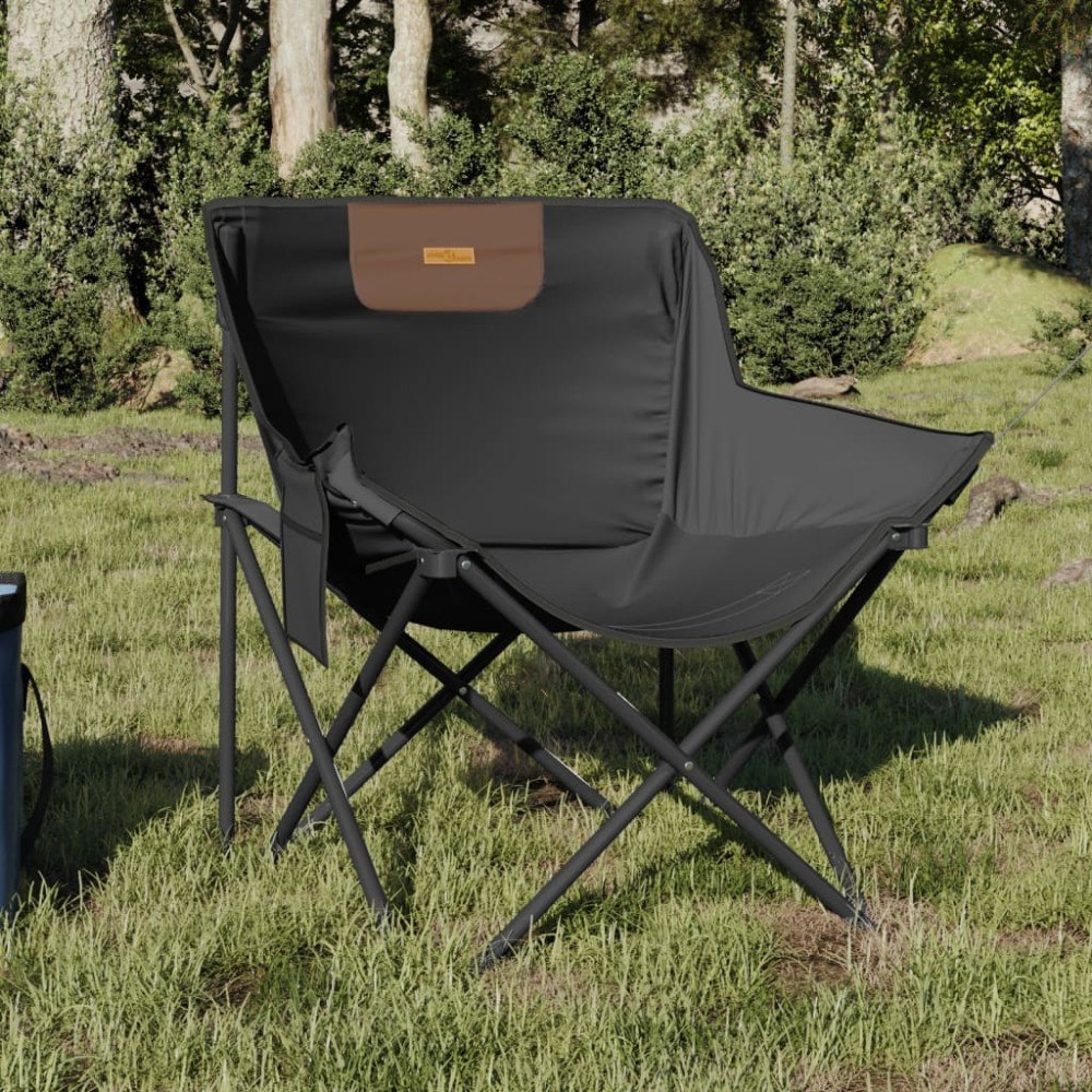 vidaXL Campingstolar med ficka fällbar 2 st svart