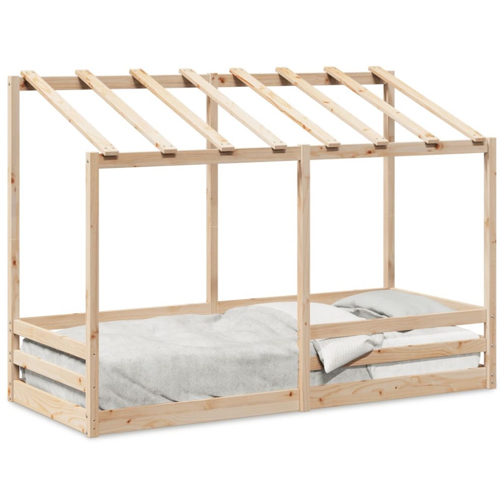 vidaXL Barnsäng med tak 75x190 cm massiv furu