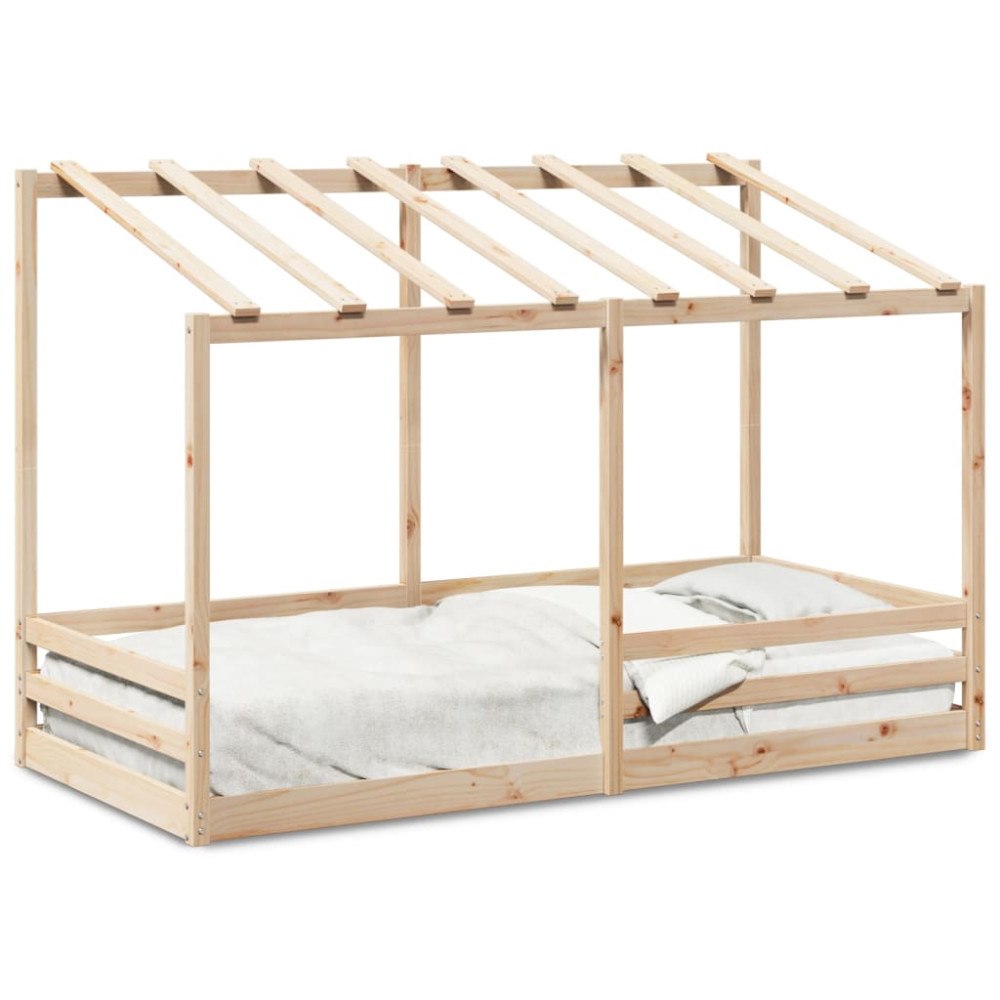 vidaXL Barnsäng med tak 100x200 cm massiv furu