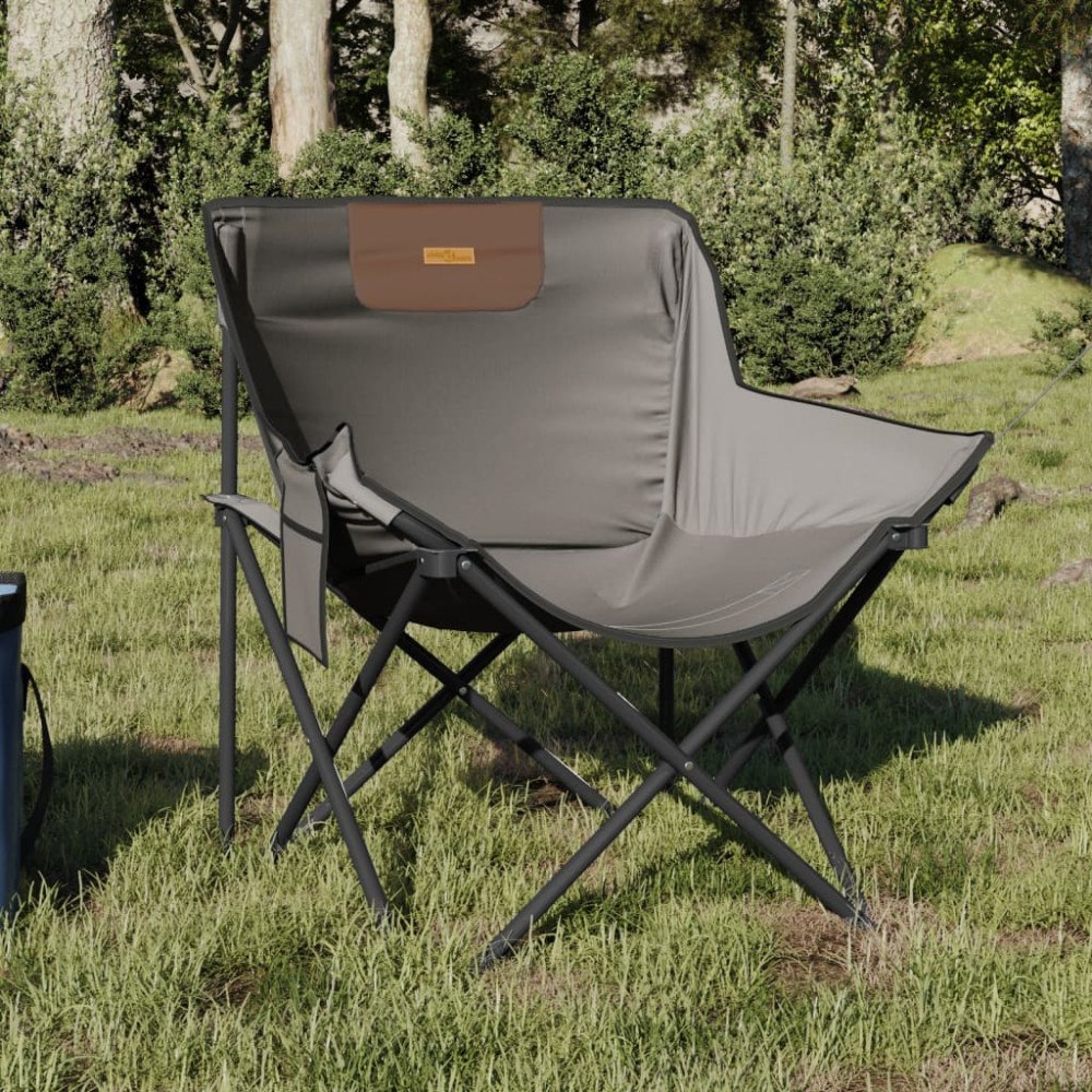 vidaXL Campingstolar med ficka fällbar 2 st grå