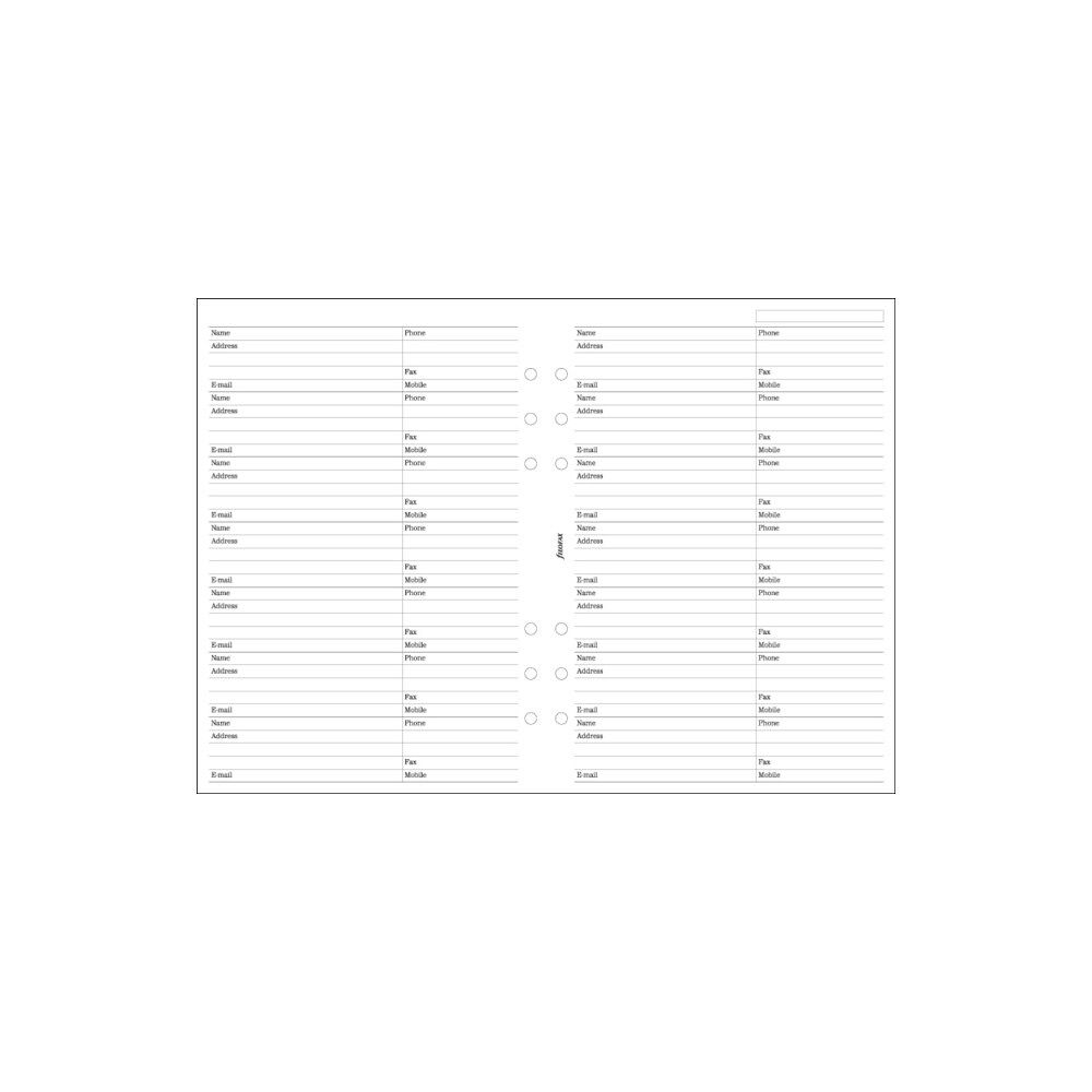 Filofax Filofax A5 Name, address, email, telephone, fax, mobile refill