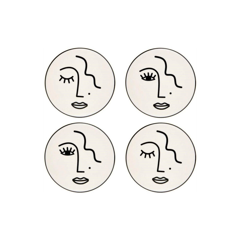 SASS & BELLE Sass & Belle Abstract Face White Coasters - Set Of 4 (häftad, eng)