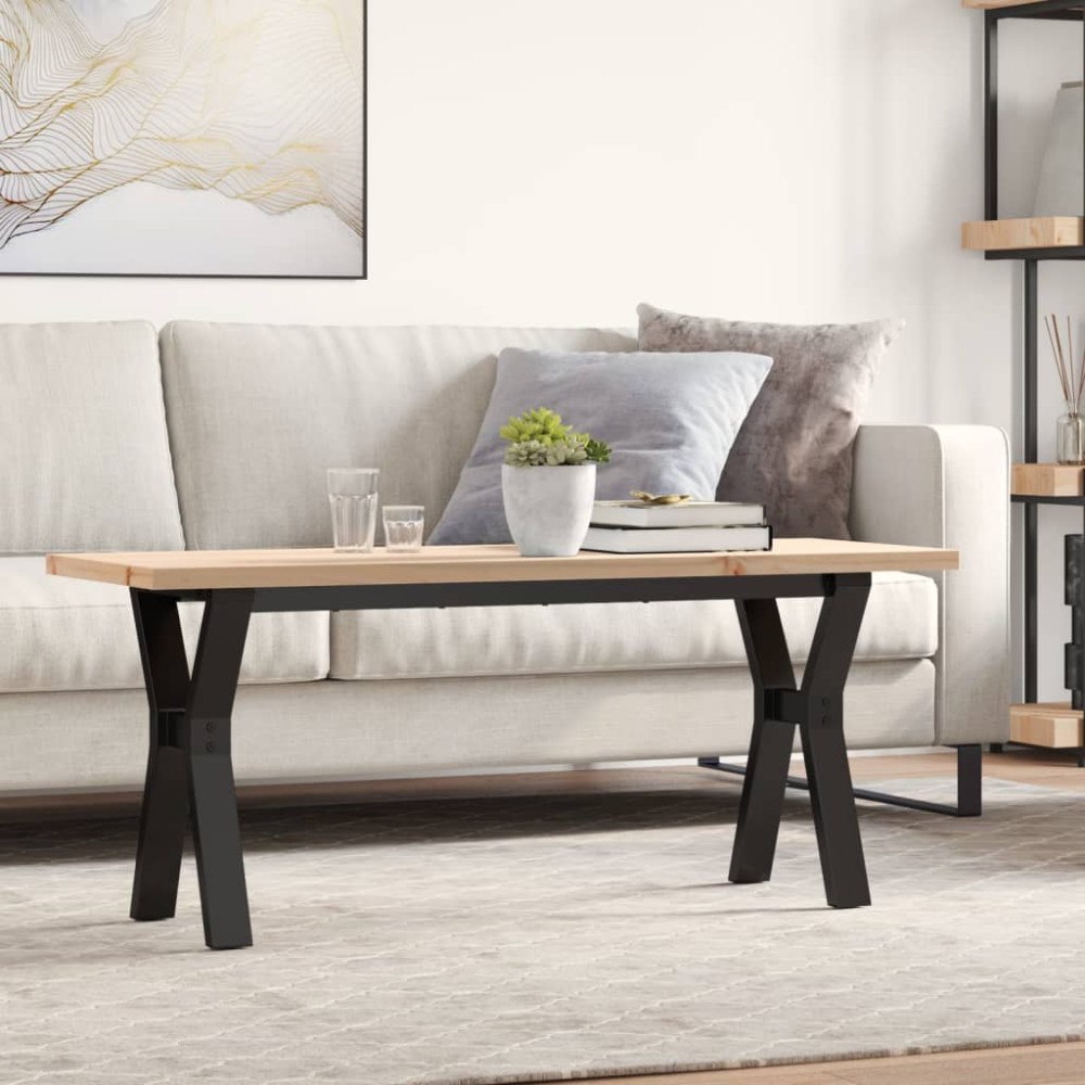 vidaXL Soffbord Y-ram 110x40x45,5 cm massiv furu och stål