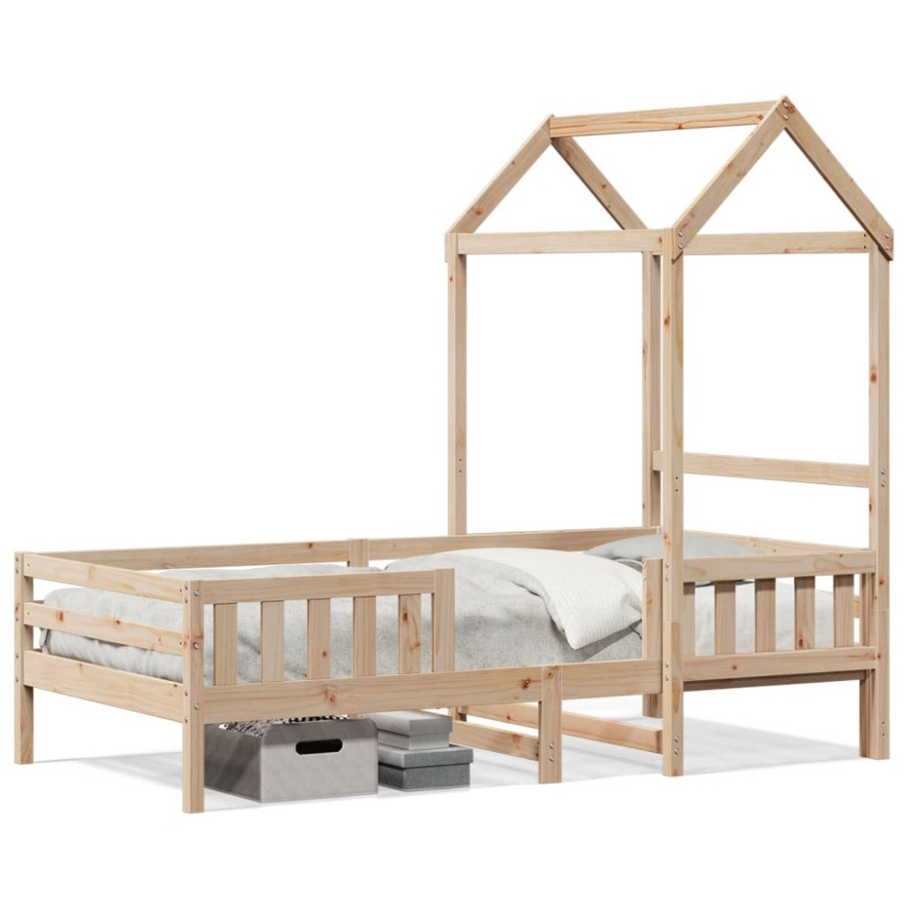 vidaXL Sängram med tak 80x200 cm massiv furu