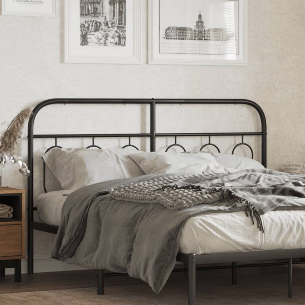 vidaXL Huvudgavel metall svart 150 cm