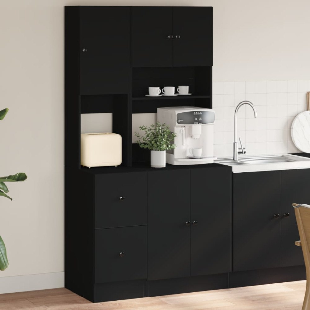 vidaXL Köksskåp svart 95x50x180 cm konstruerat trä