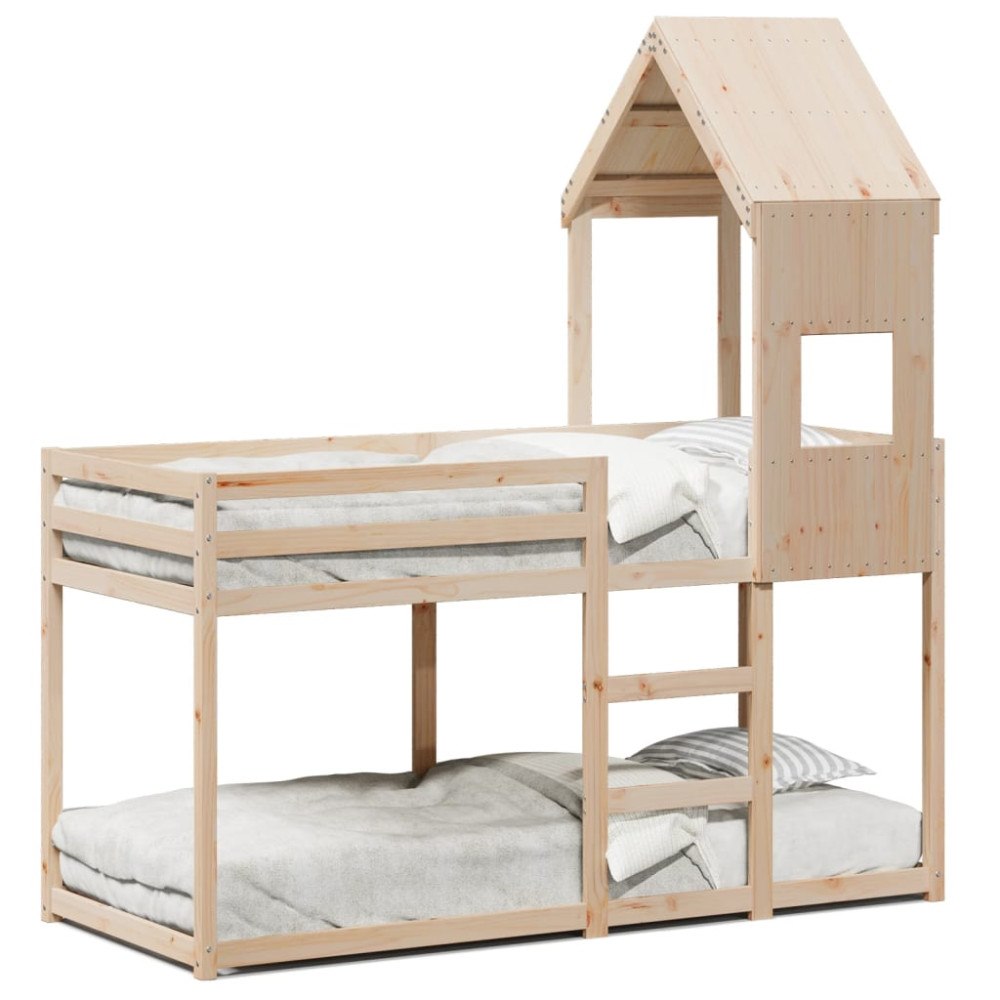 vidaXL Våningssäng utan madrass 90x190 cm massiv furu