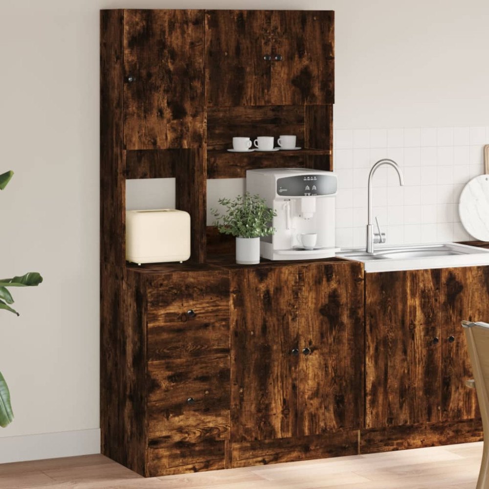 vidaXL Köksskåp rökfärgad ek 95x50x180 cm konstruerat trä
