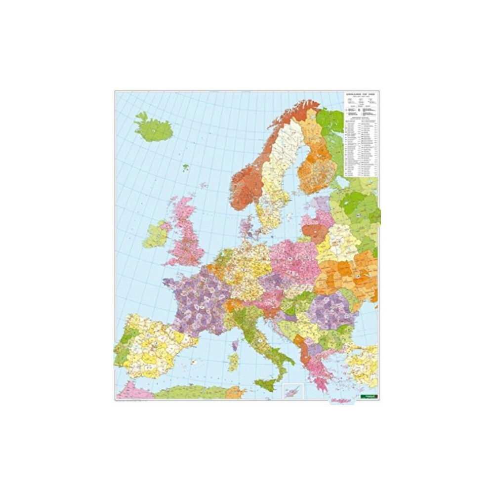 Freytag-Berndt Europe Post Codes Map Provided with Metal Ledges/Tube 1:3 700 000