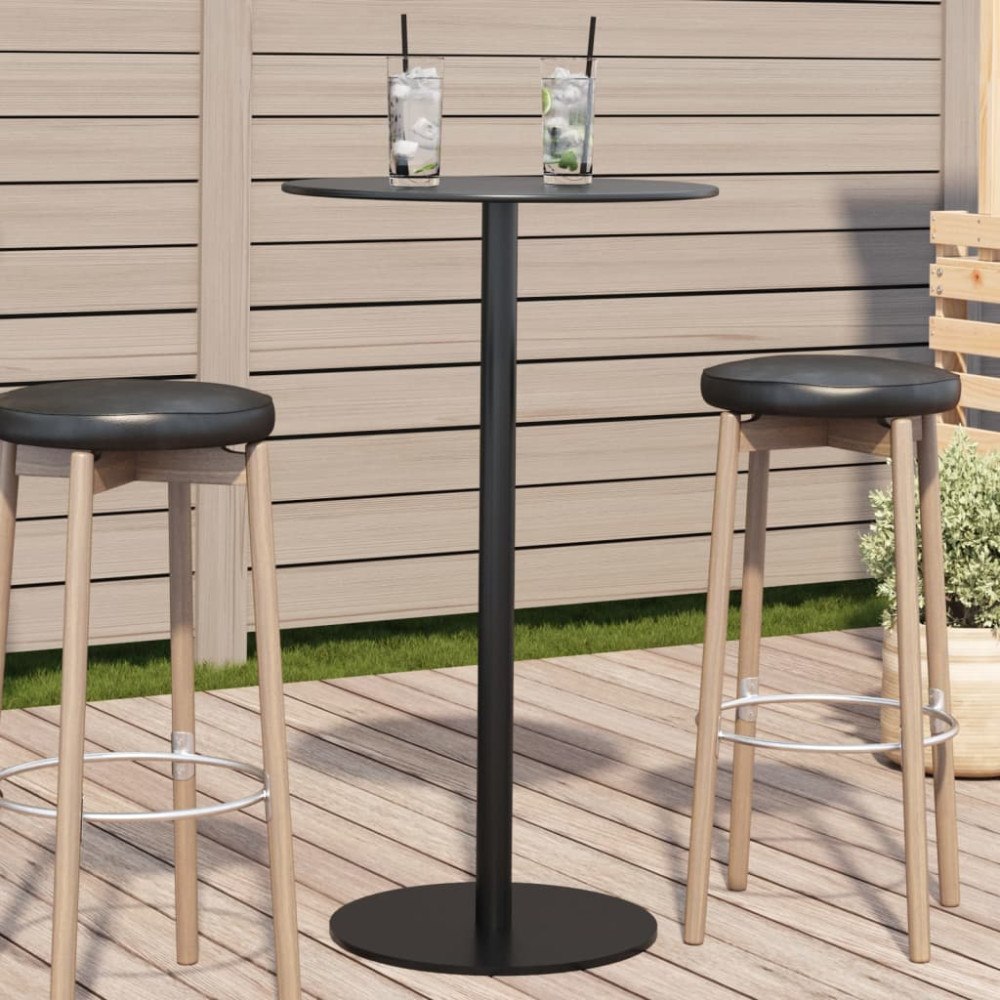 vidaXL Trädgårdsbord rund svart Ø60x105 cm stål