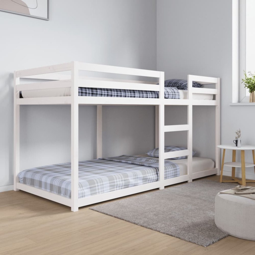 vidaXL Våningssäng vit 90x200 cm massiv furu