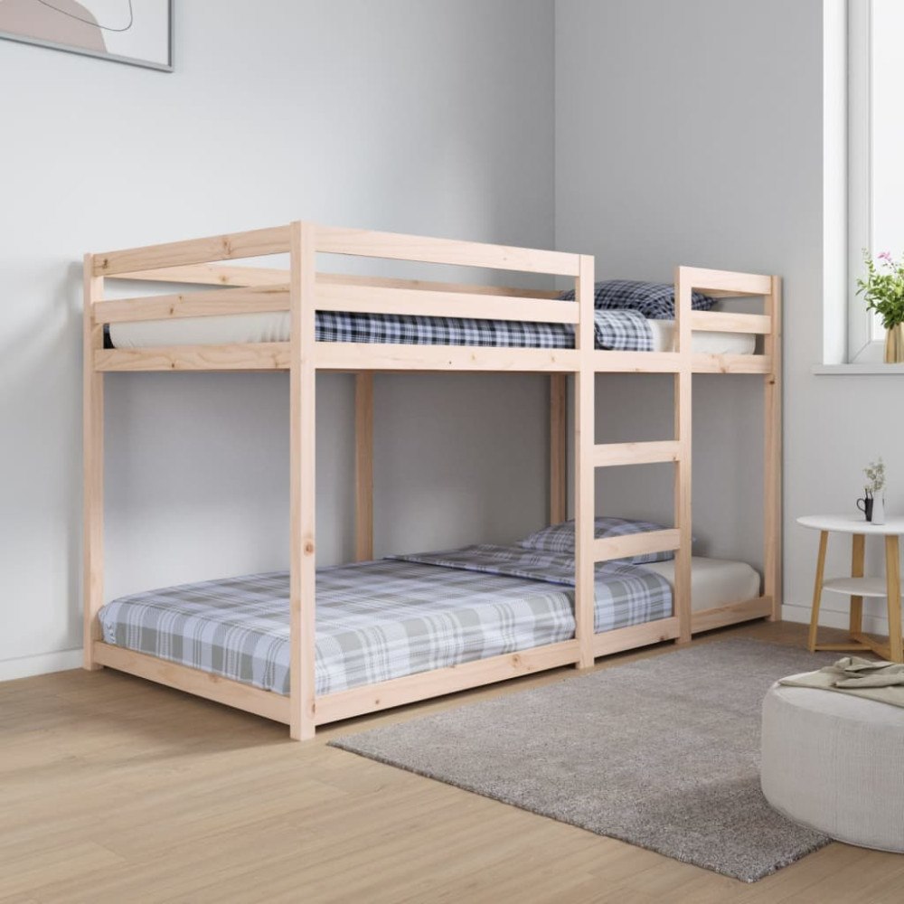 vidaXL Våningssäng utan madrass 90x190 cm massiv furu