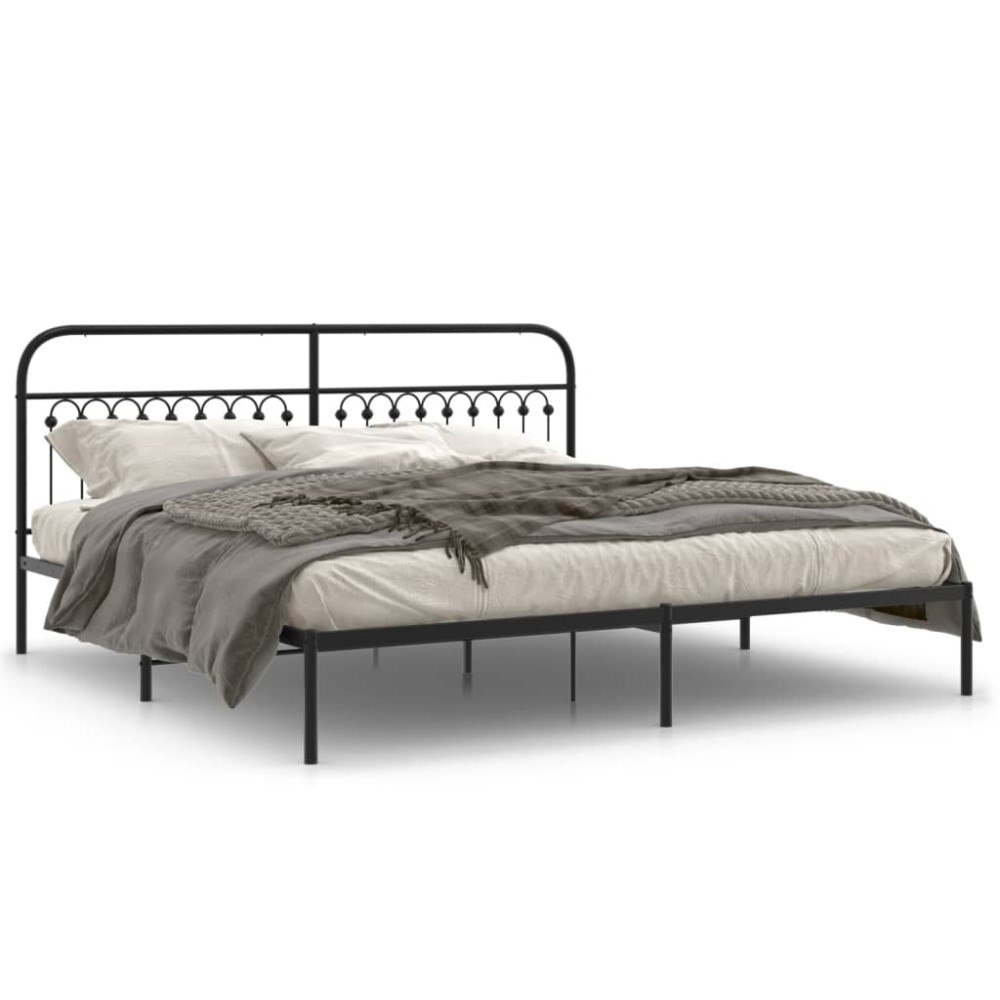 vidaXL Sängram med huvudgavel metall svart 193x203 cm
