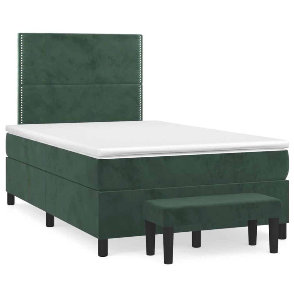 vidaXL Ramsäng med madrass mörkgrön 120x190 cm sammet