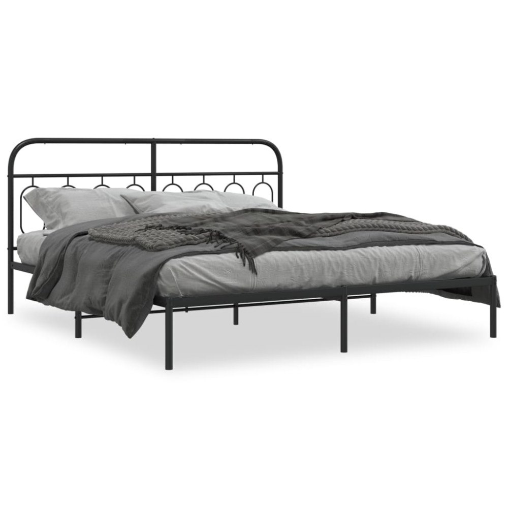 vidaXL Sängram med huvudgavel metall svart 183x213 cm