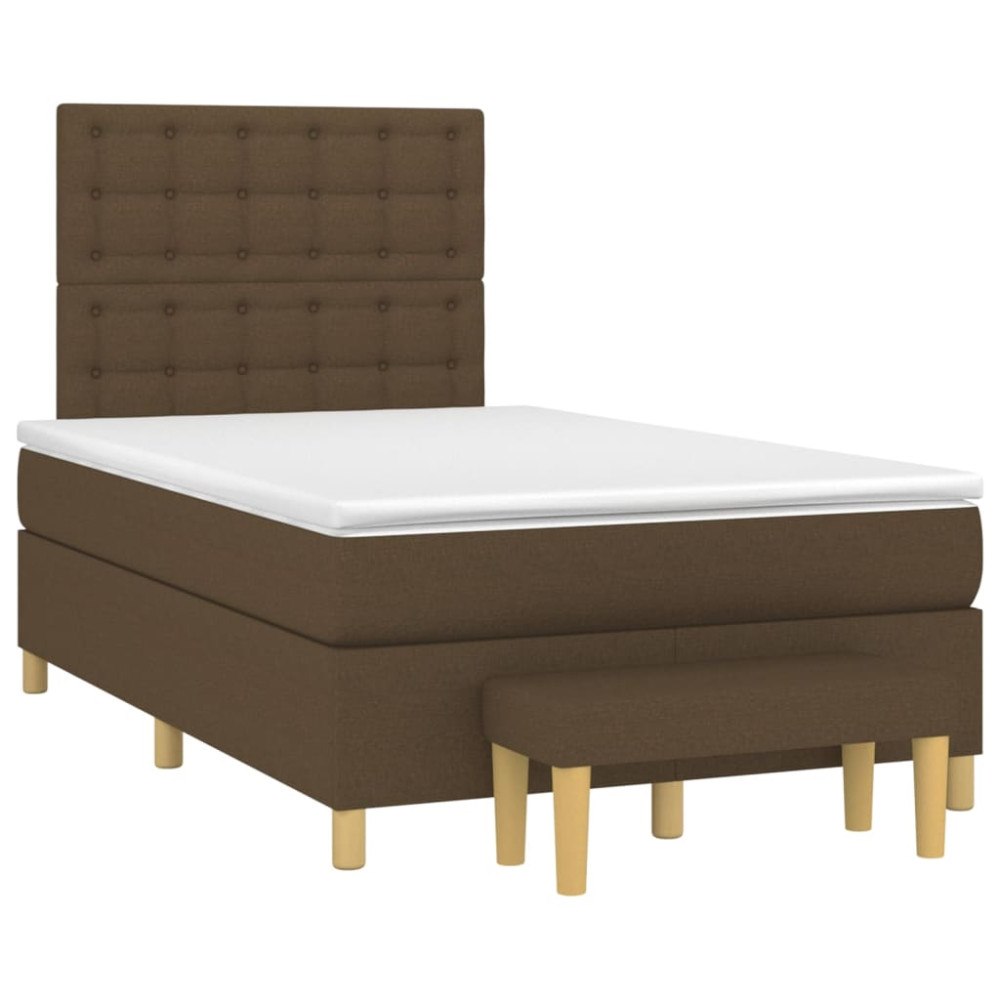 vidaXL Ramsäng med madrass mörkbrun 120x190 cm tyg