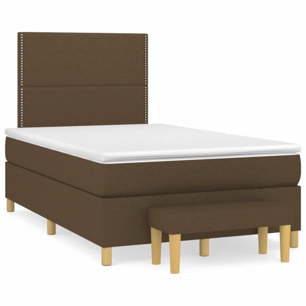 vidaXL Ramsäng med madrass mörkbrun 120x190 cm tyg