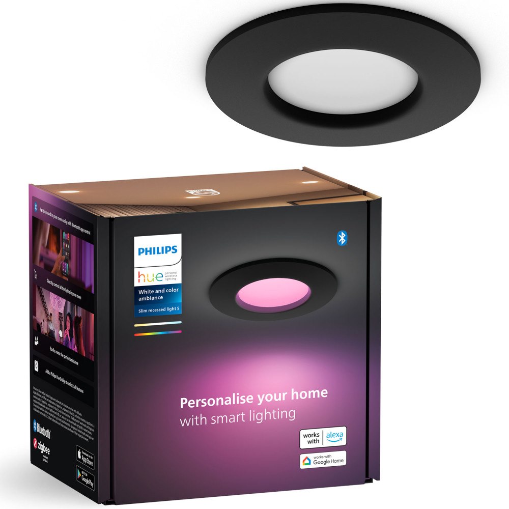 Philips HUE Slim Downlight S 90mm White and Color Ambiance Svart 1-pack