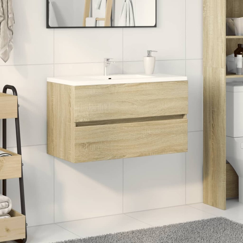 vidaXL Tvättställsskåp sonoma-ek 80x38,5x45 cm konstruerat trä