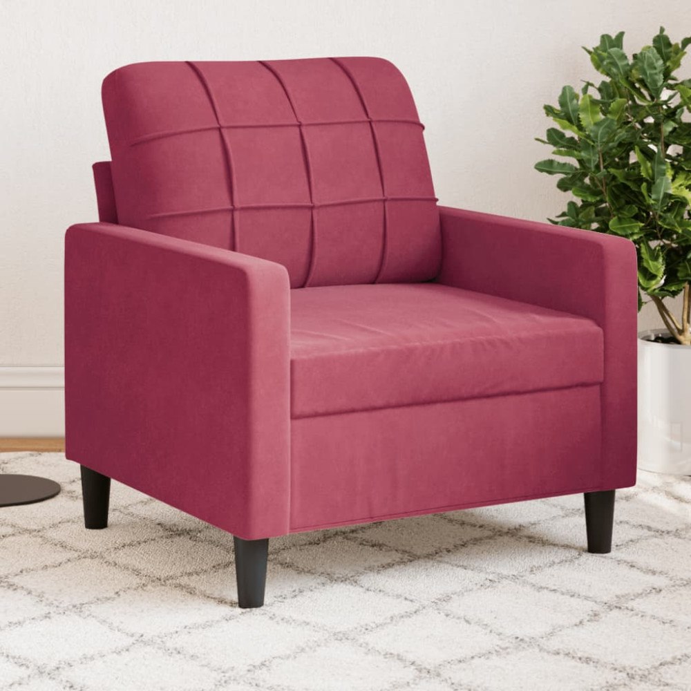 vidaXL Fåtölj vinröd 60 cm sammet