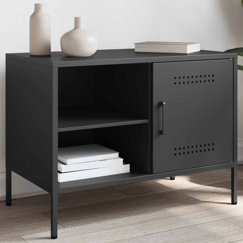 vidaXL Tv-bänk svart 68x39x50,5 cm stål