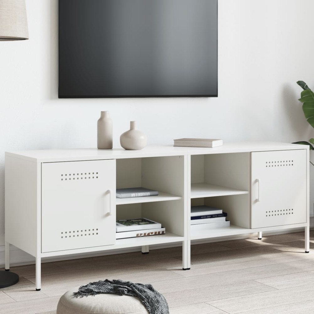 vidaXL Tv-bänk 2 st vit 68x39x50,5 cm stål