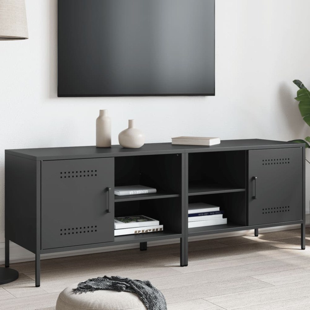 vidaXL Tv-bänk 2 st svart 68x39x50,5 cm stål