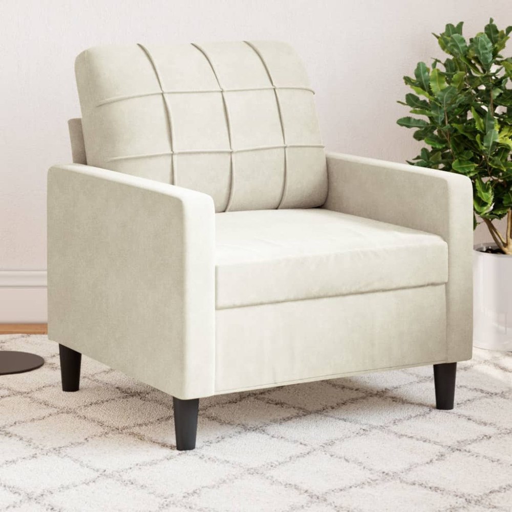 vidaXL Fåtölj Gräddvit 60 cm sammet