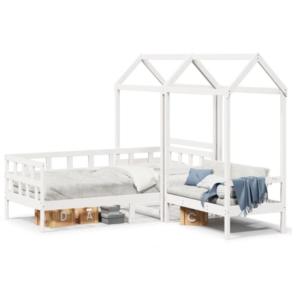 vidaXL Dagbädd med tak vit 80x200 cm massiv furu