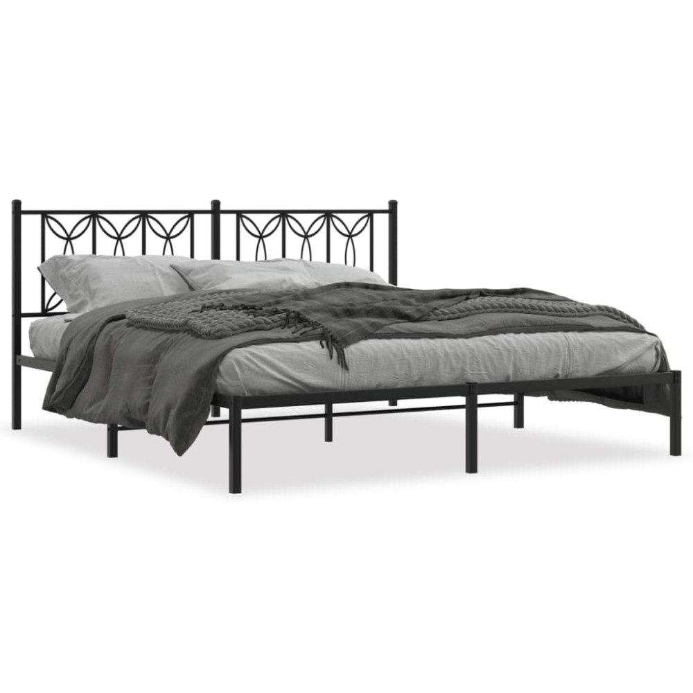 vidaXL Sängram med huvudgavel metall svart 183x213 cm