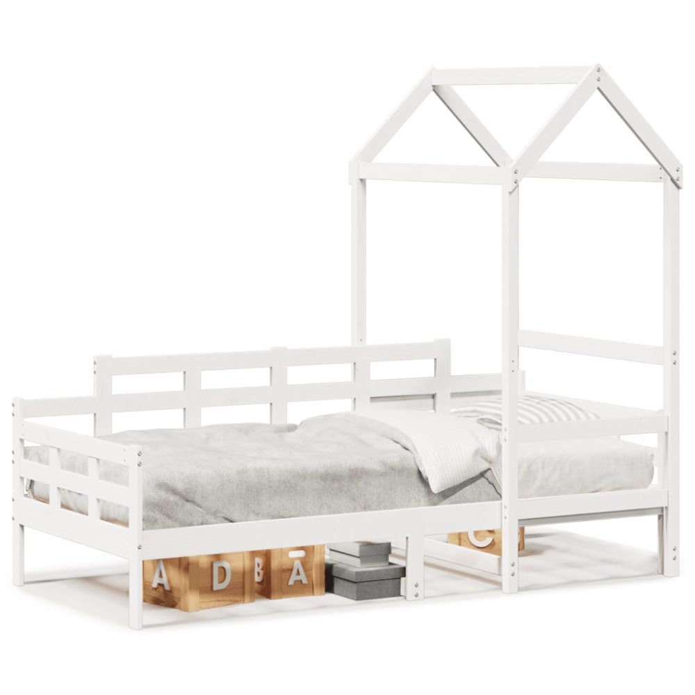 vidaXL Dagbädd med tak vit 80x200 cm massiv furu