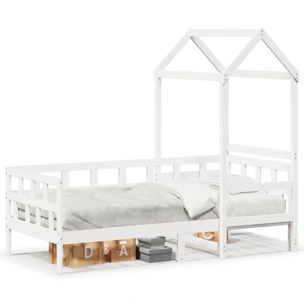 vidaXL Dagbädd med tak vit 80x200 cm massiv furu