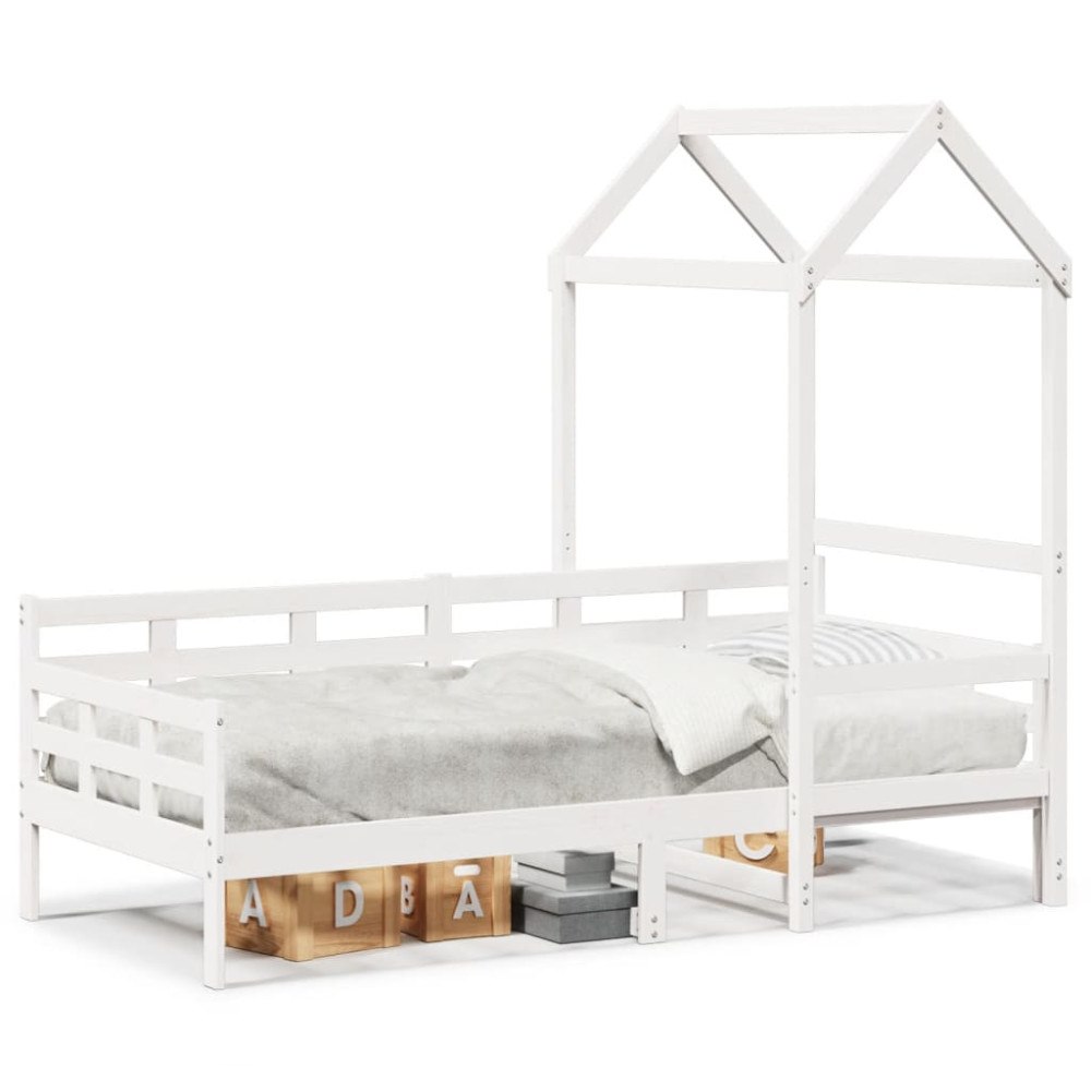 vidaXL Dagbädd med tak vit 80x200 cm massiv furu