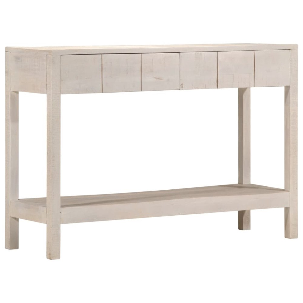 vidaXL Konsolbord vit 110x35x75 cm massivt mangoträ