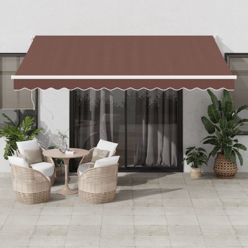 vidaXL Markis automatiskt infällbar brun 400x300 cm
