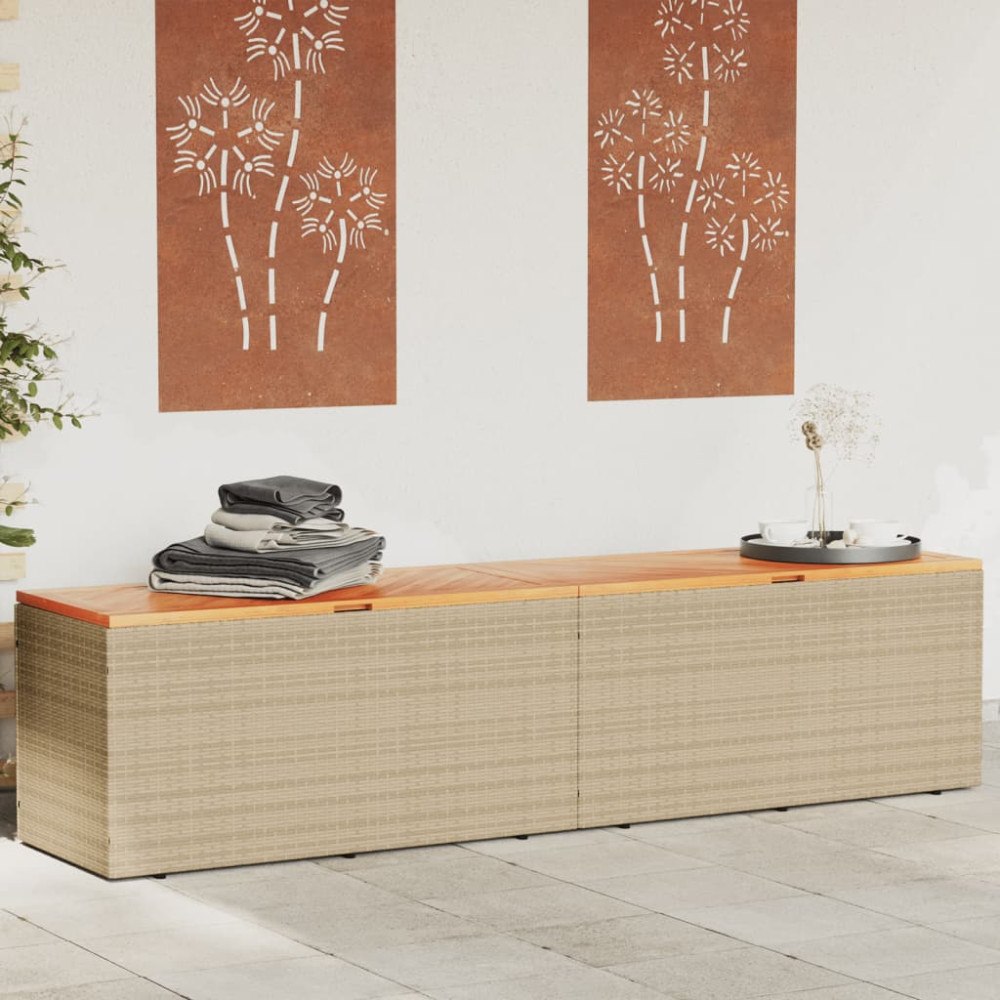 vidaXL Dynbox beige 220x50x54 cm konstrotting akaciaträ