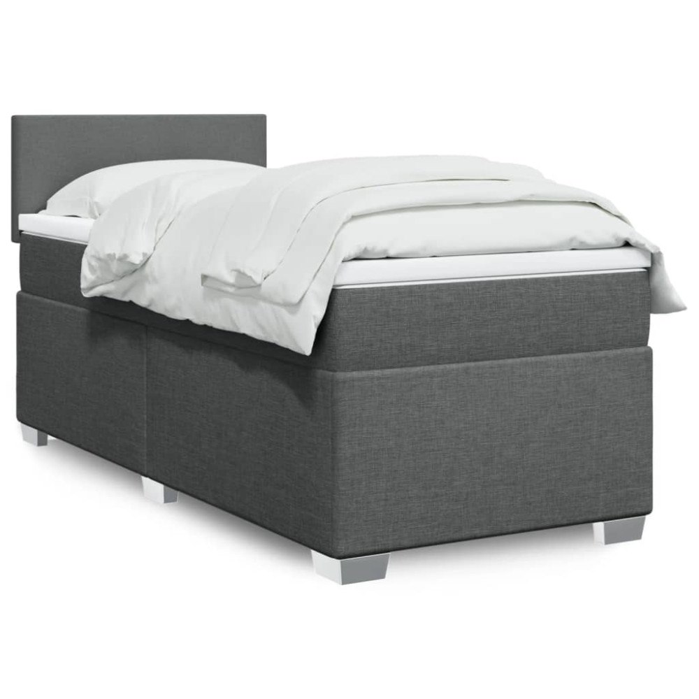 vidaXL Ramsäng med madrass mörkgrå 90x190 cm tyg