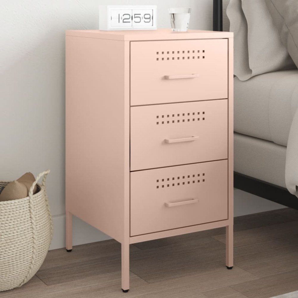 vidaXL Sängbord rosa 36x39x68 cm stål