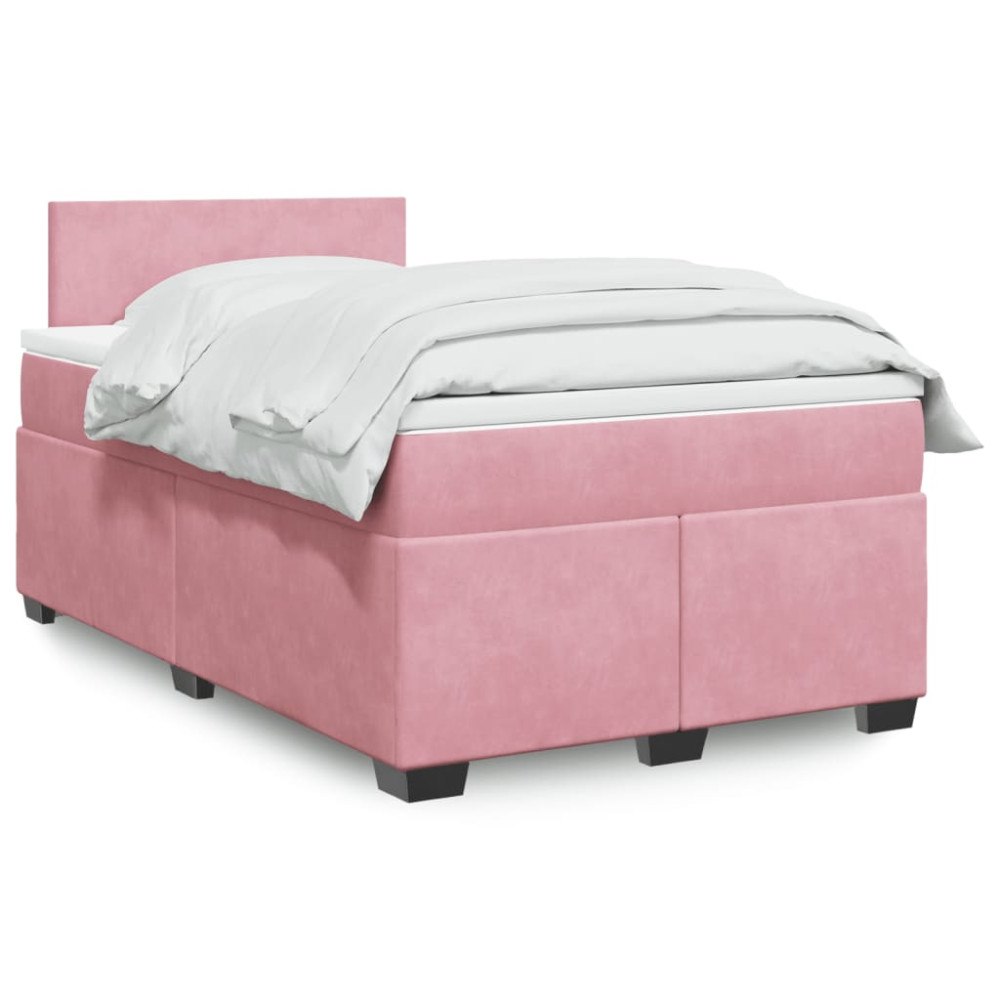 vidaXL Ramsäng med madrass rosa 120x200 cm sammet