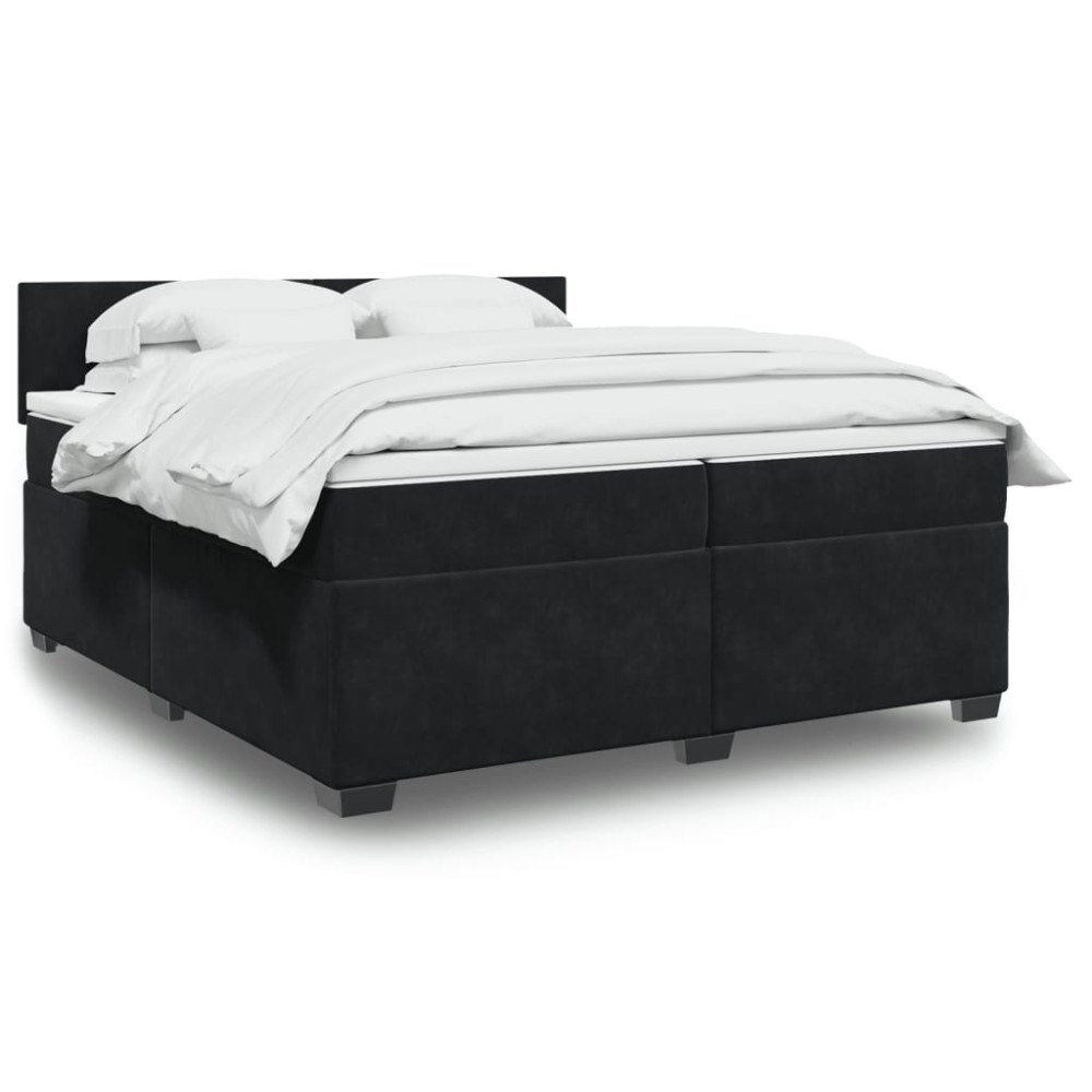 vidaXL Ramsäng med madrass svart 200x200 cm sammet