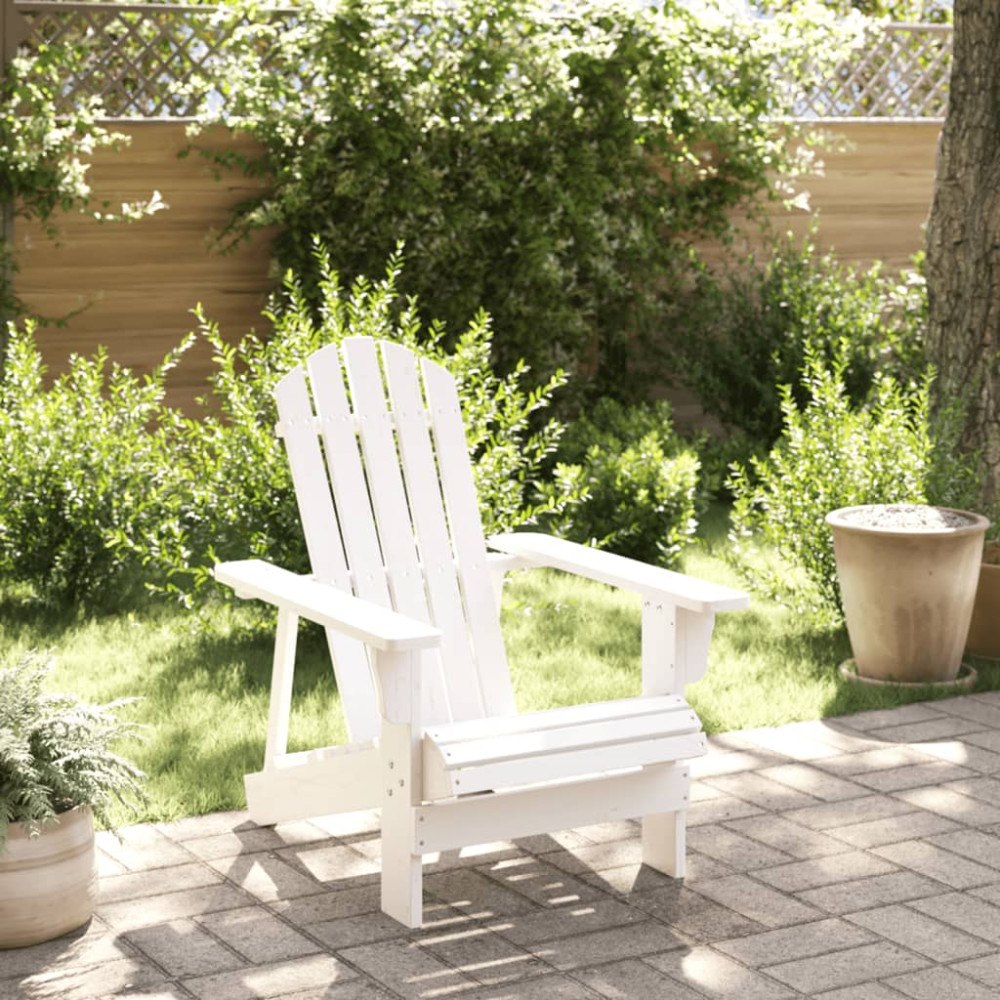 vidaXL Adirondackstol vit 69x85x90,5 cm massivt granträ