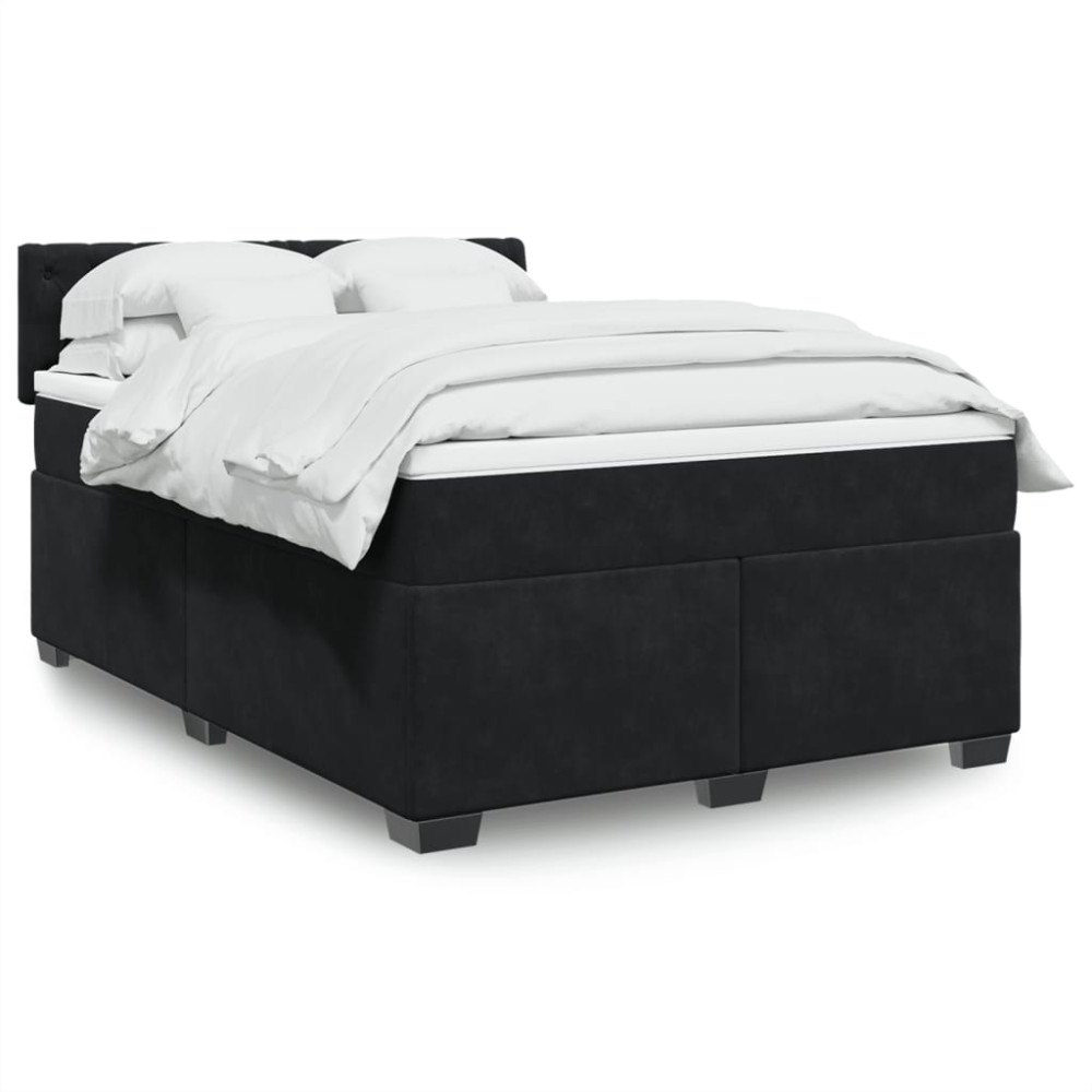 vidaXL Ramsäng med madrass svart 140x190 cm sammet