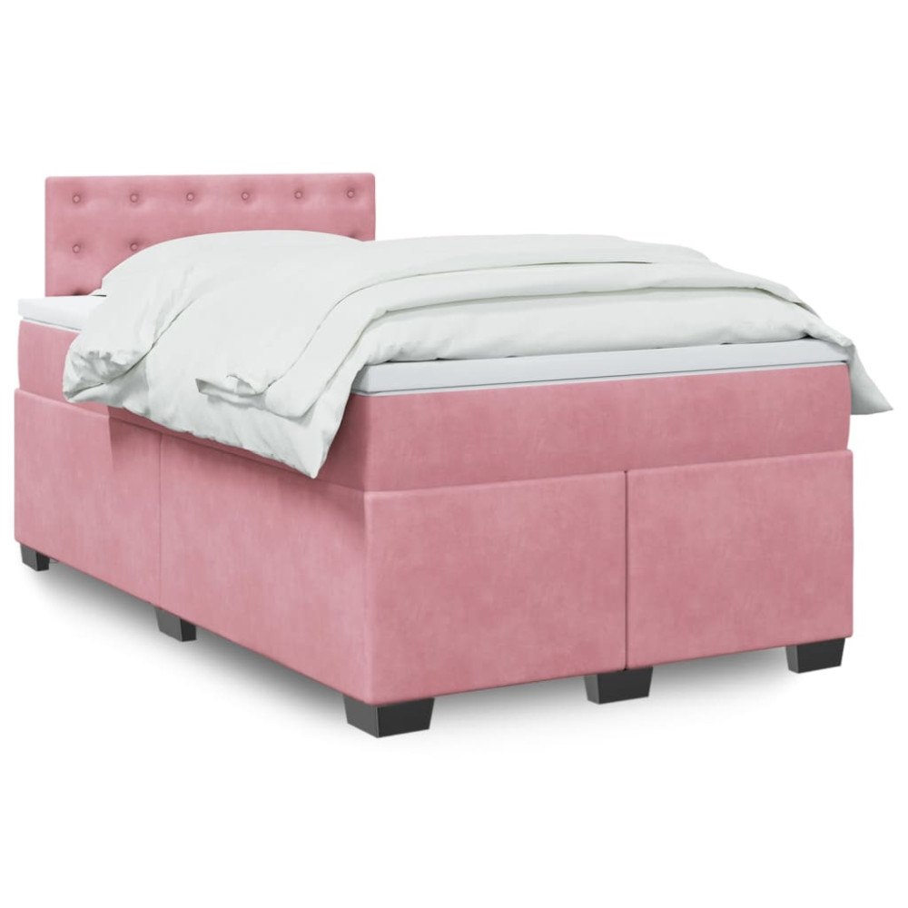vidaXL Ramsäng med madrass rosa 120x200 cm sammet