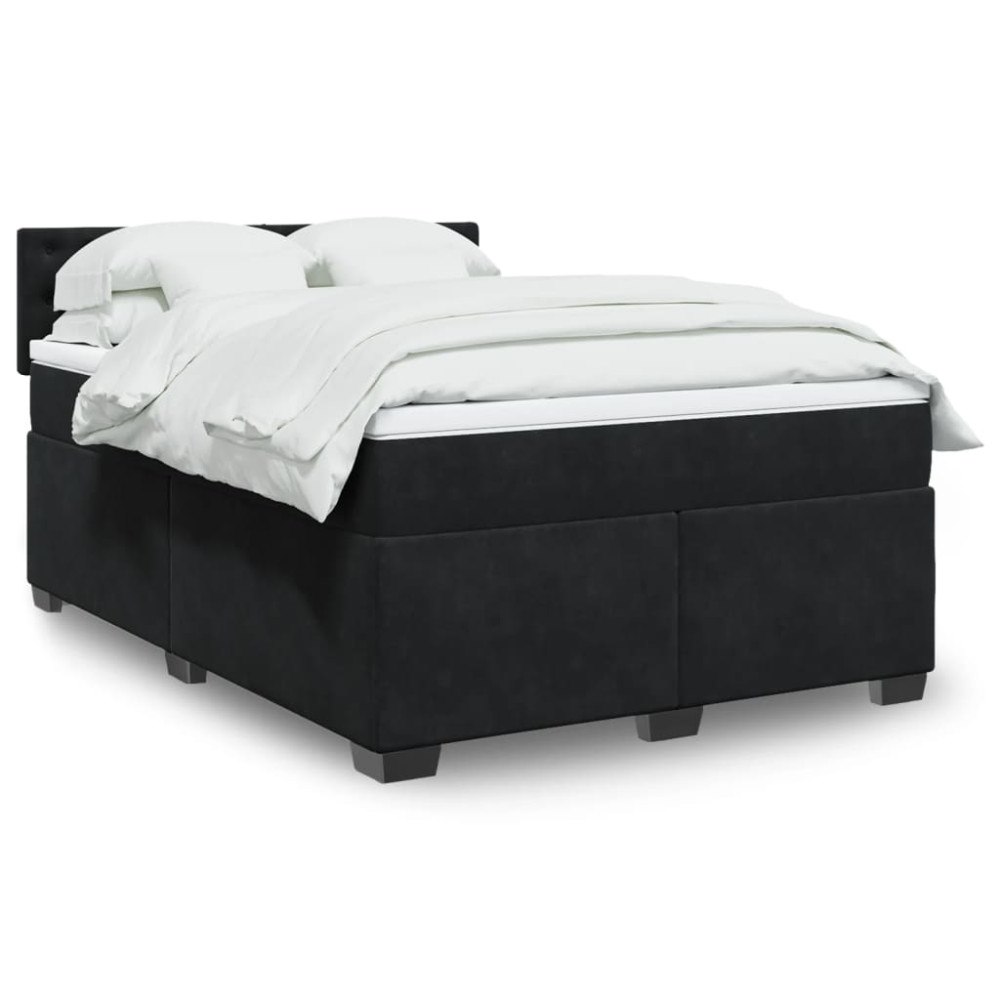 vidaXL Ramsäng med madrass svart 140x190 cm sammet