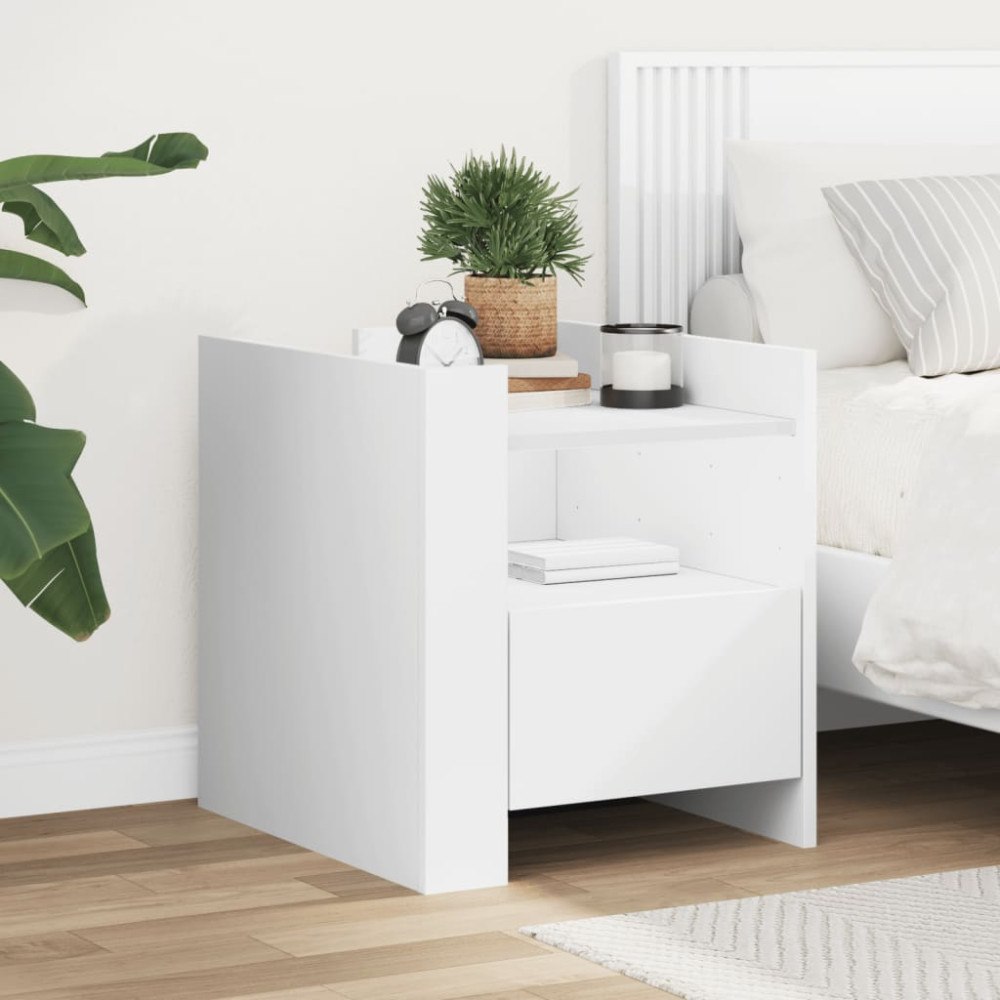 vidaXL Sängbord vit 45x50x50 cm konstruerat trä