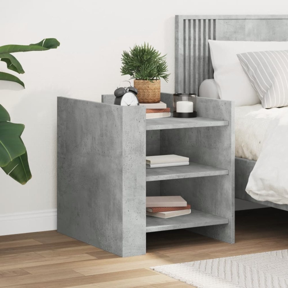 vidaXL Sängbord betonggrå 45x50x50 cm konstruerat trä